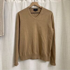 Land’s End Men’s 100% Supima Cotton Camel V-Neck Sweater M/T